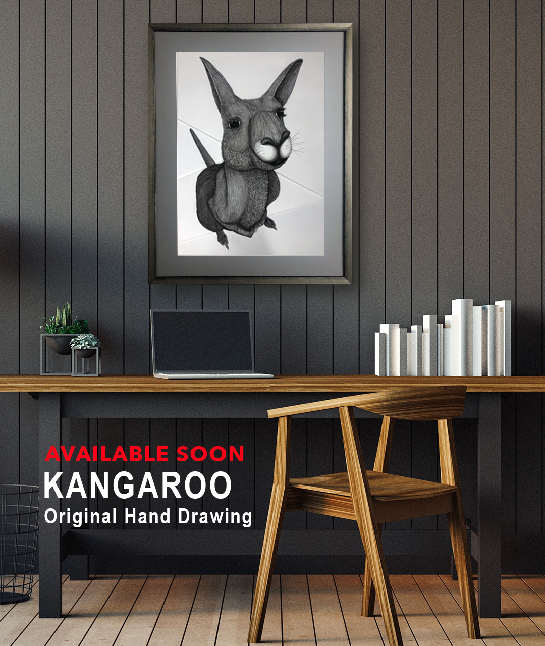 Kangaroo drawing by Gregg Hone